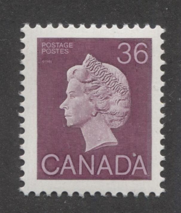 Canada #926A (SG#1162) 36c Plum Queen Elizabeth II 1982-1987 Artifacts Issue Vertical Wove Harrison Paper NF/DF-fl Pale Yellow Tagging VF-75 NH Brixton Chrome 