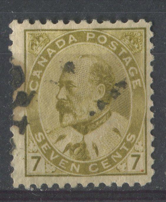 Canada #92i (SG#181) 7c Greenish Bistre King Edward VII Paper With No Visible Mesh F-65 Used Brixton Chrome 