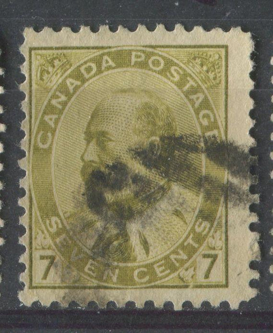 Canada #92i (SG#181) 7c Greenish Bistre King Edward VII Paper With No Visible Mesh VG-59 Used Brixton Chrome 
