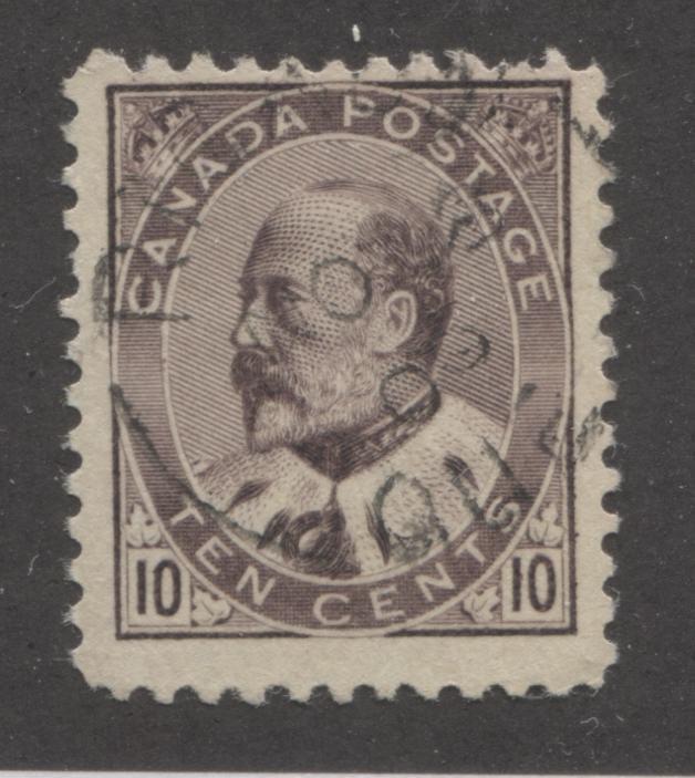 Canada #93 10c Deep Lilac Brown King Edward VII, 1903-1911 King Edward VII Issue, A Fine Dated Used Example Brixton Chrome 