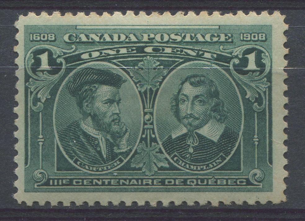 Canada #97 (SG#189) 1c Dark Blue Green Quebec Tercentenary Coarse Mesh Paper F-68 LH Brixton Chrome 