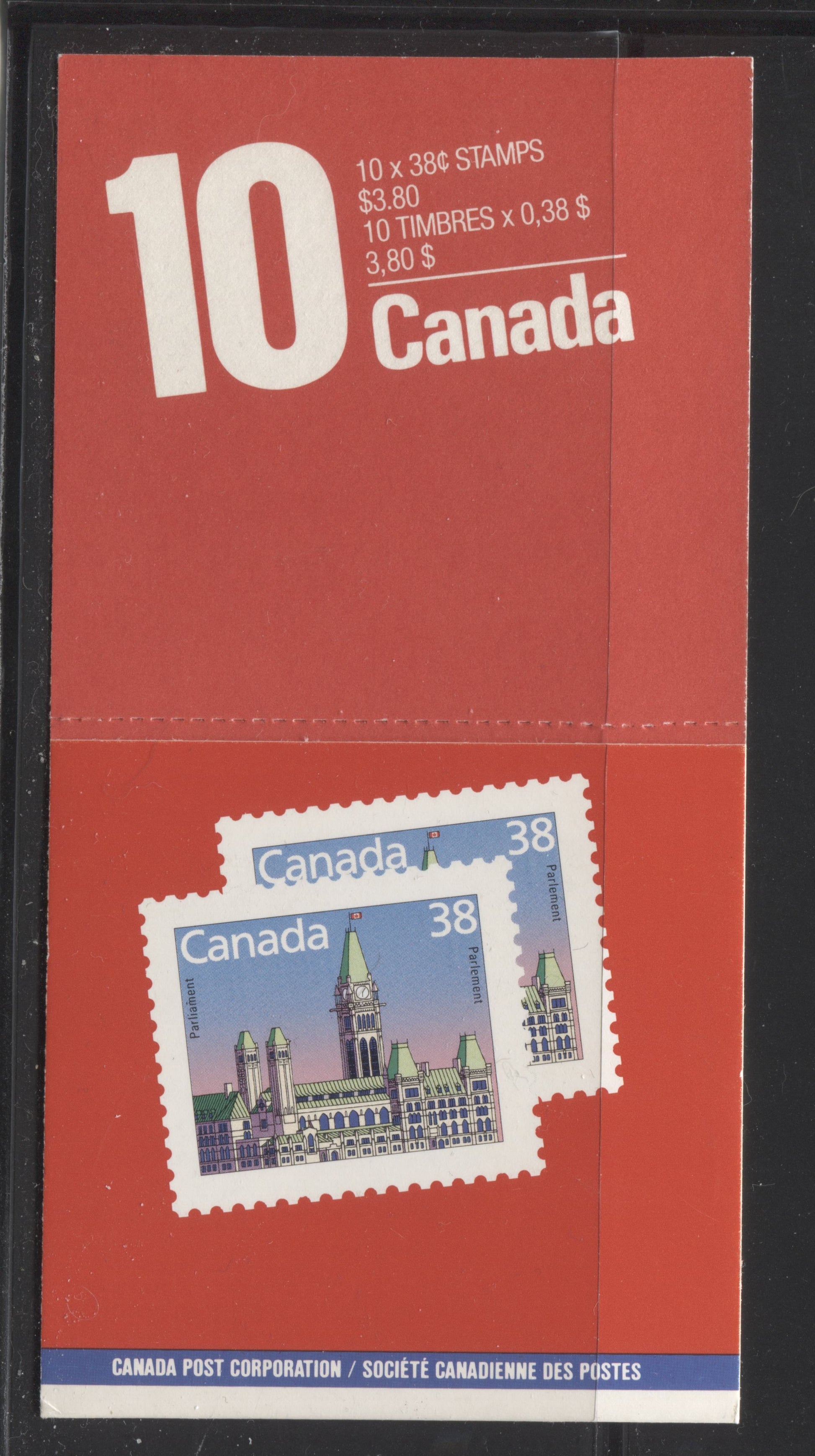 Canada #BK101a-c 1988-1996 Mammal and Architecture Issue, Complete $3.80 Booklet, Coated Slater Paper, Dead Paper, 4 mm GT-4 Tagging Brixton Chrome 