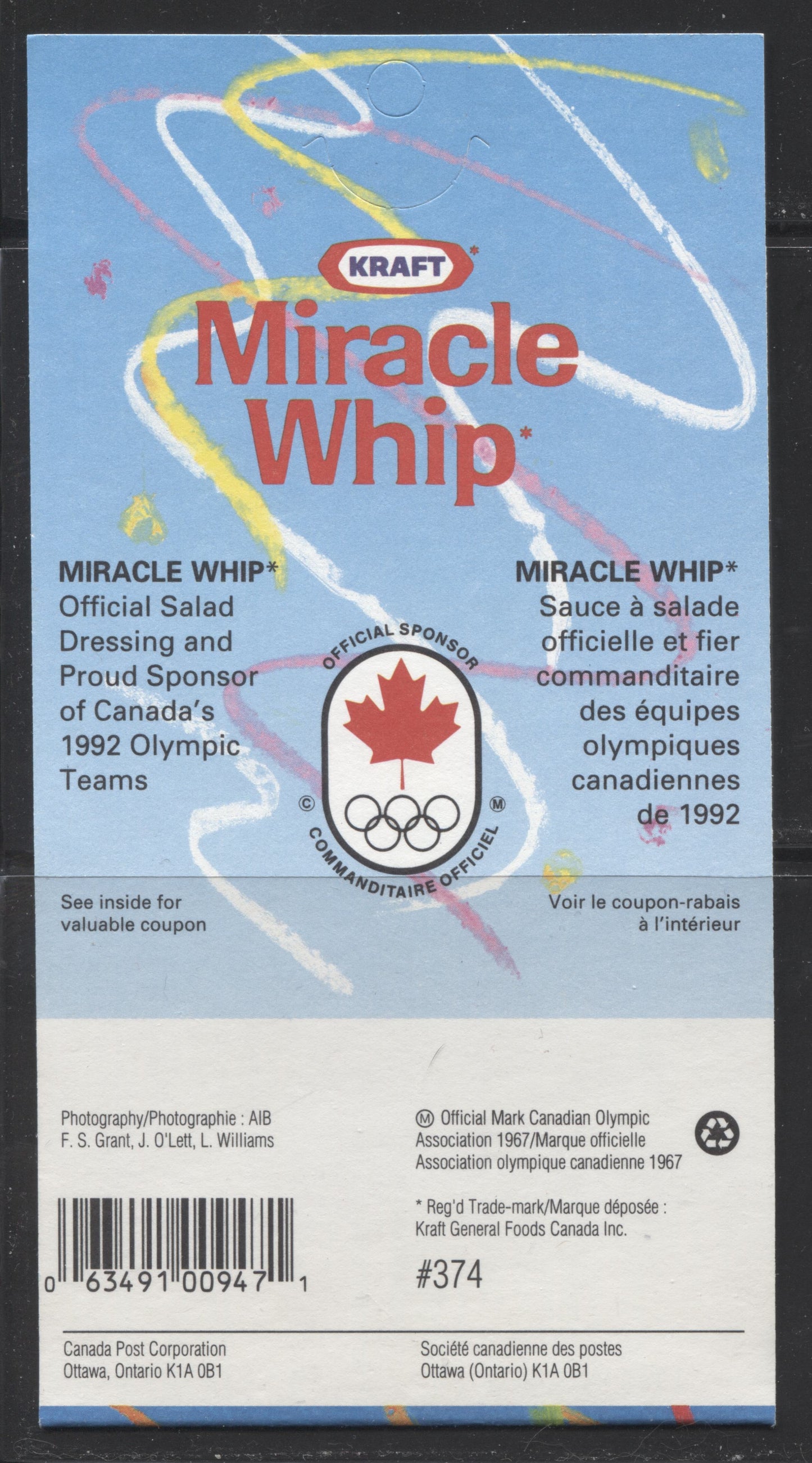 Canada #BK146a-d 1992 Summer Olympics Issue, Complete $4.20 Booklet, Harrison Paper, Dead Paper, 4 mm GT-4 Tagging Brixton Chrome 