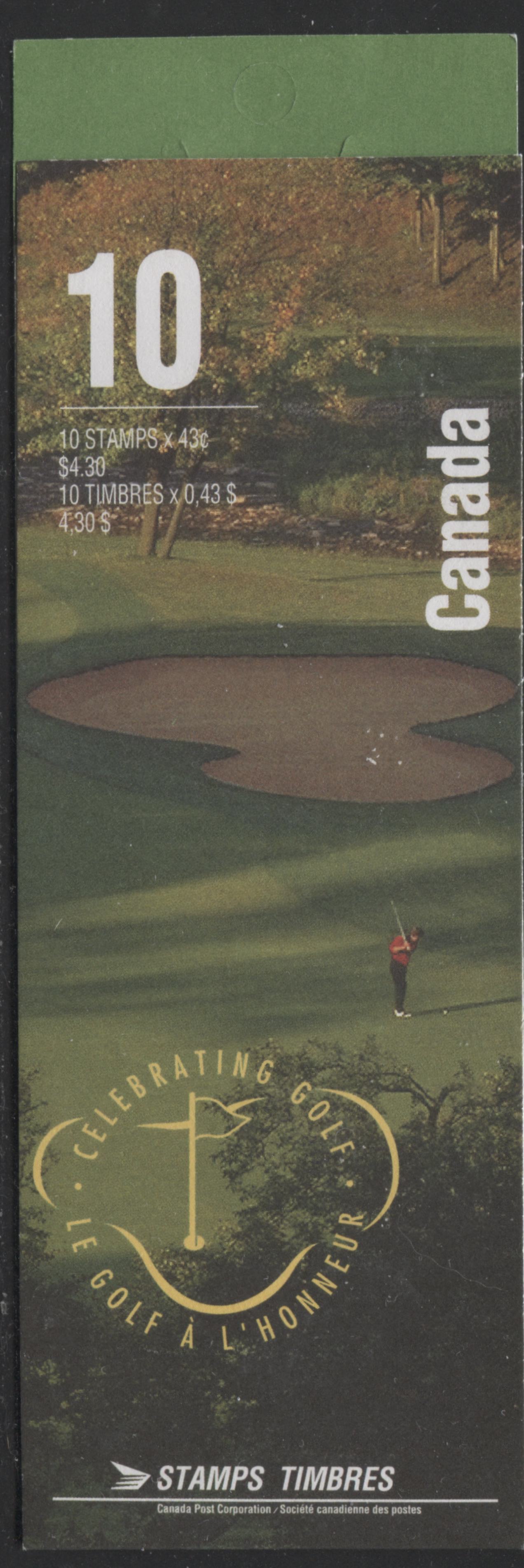 Canada #BK176a-b 1995 Golf in Canada Issue, Complete $4.30 Booklet, Coated Papers Paper, Dead Paper, 4 mm GT-4 Tagging Brixton Chrome 