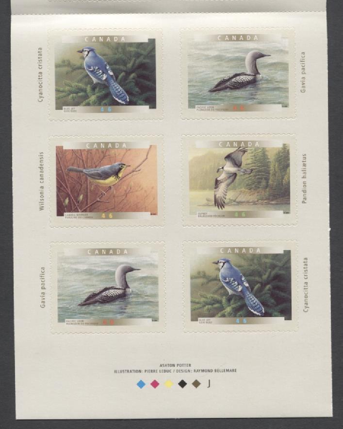 Canada #BK225b (SG#SB238) $5.52 2000 Birds of Canada Booklet NF/HB Paper Open Cover VF-84 NH Brixton Chrome 