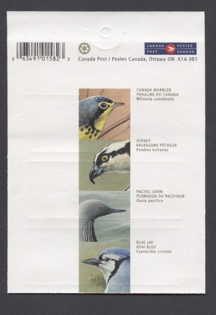 Canada #BK225b (SG#SB238) $5.52 2000 Birds of Canada Booklet NF/HB Paper Open Cover VF-84 NH Brixton Chrome 