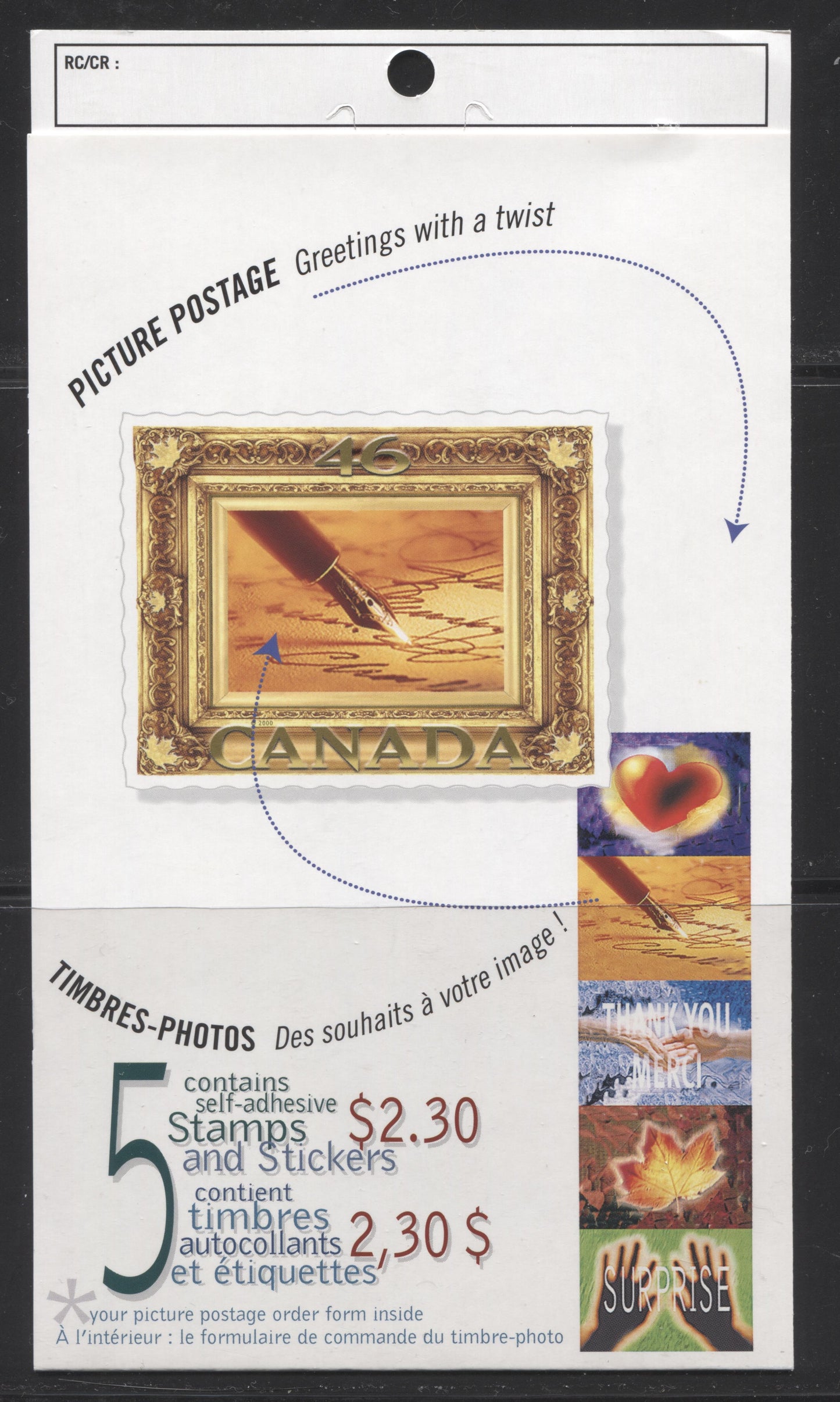 Canada #BK227a-b 2000 Picture Postage Issue, Complete $2.30 Booklet, JAC Paper, Dead Paper, 4 mm GT-4 Tagging Brixton Chrome 
