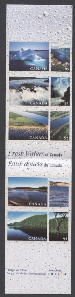 Canada #BK229b (SG#SB242) $4.75 2000 Fresh Waters Booklet LF/HF Paper Open Cover- VF-84 NH Brixton Chrome 