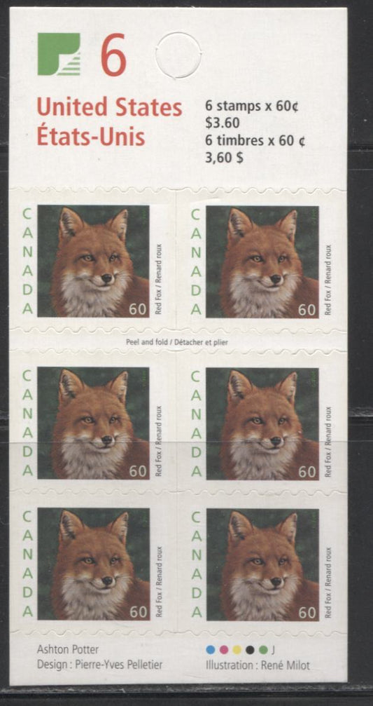 Canada #BK238a-b 2000-2003 Trades & Wildlife Definitives, Complete $3.60 Booklet, JAC Paper, 4 mm GT-4 Tagging Brixton Chrome 