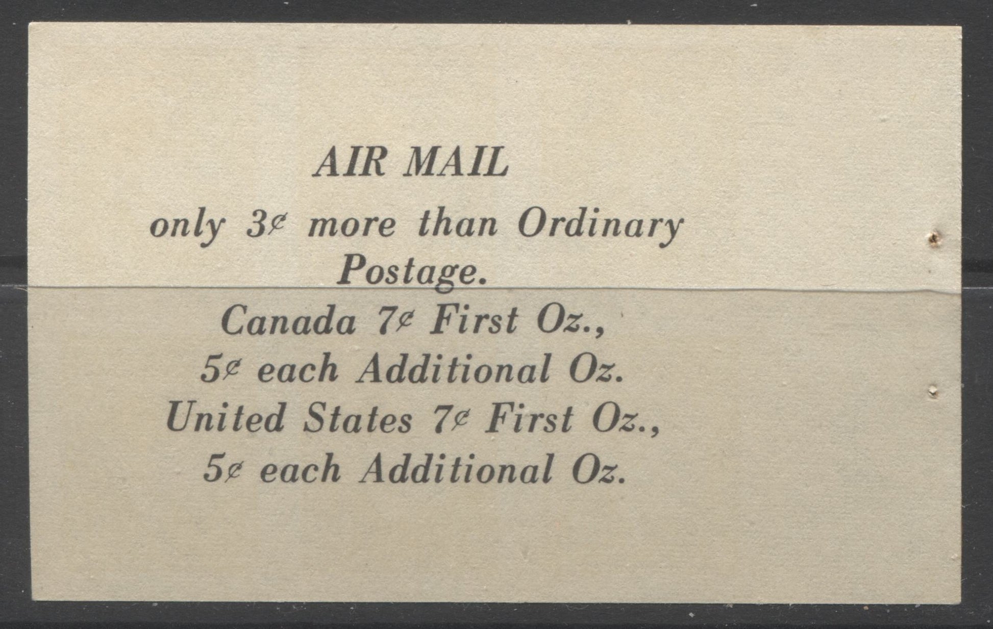 Canada #BK39a (McCann #39b) 1942-1949 War Issue Complete $1.00, English Booklet Containing 1 Pane Each of 6 of 3c and 4c Plus 2 Panes of 4 7c Airmail Stamps, 14 mm Staple, Brown and Light Orange Cover, Constant Donut Flaw Above "T" of Postage Brixton Chrome 