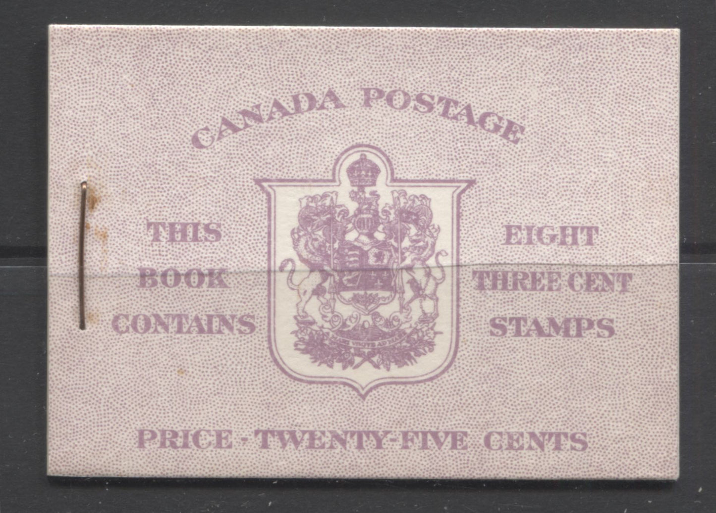 Canada #BK40a 1949-1953 Postes-Postage Issue Complete 25c English, Booklet Containing 2 Panes of the 3c Rose-Purple King George VI, Harris Front Cover Type IIf, Back Cover Caii, 7c & 5c Rate Page Brixton Chrome 