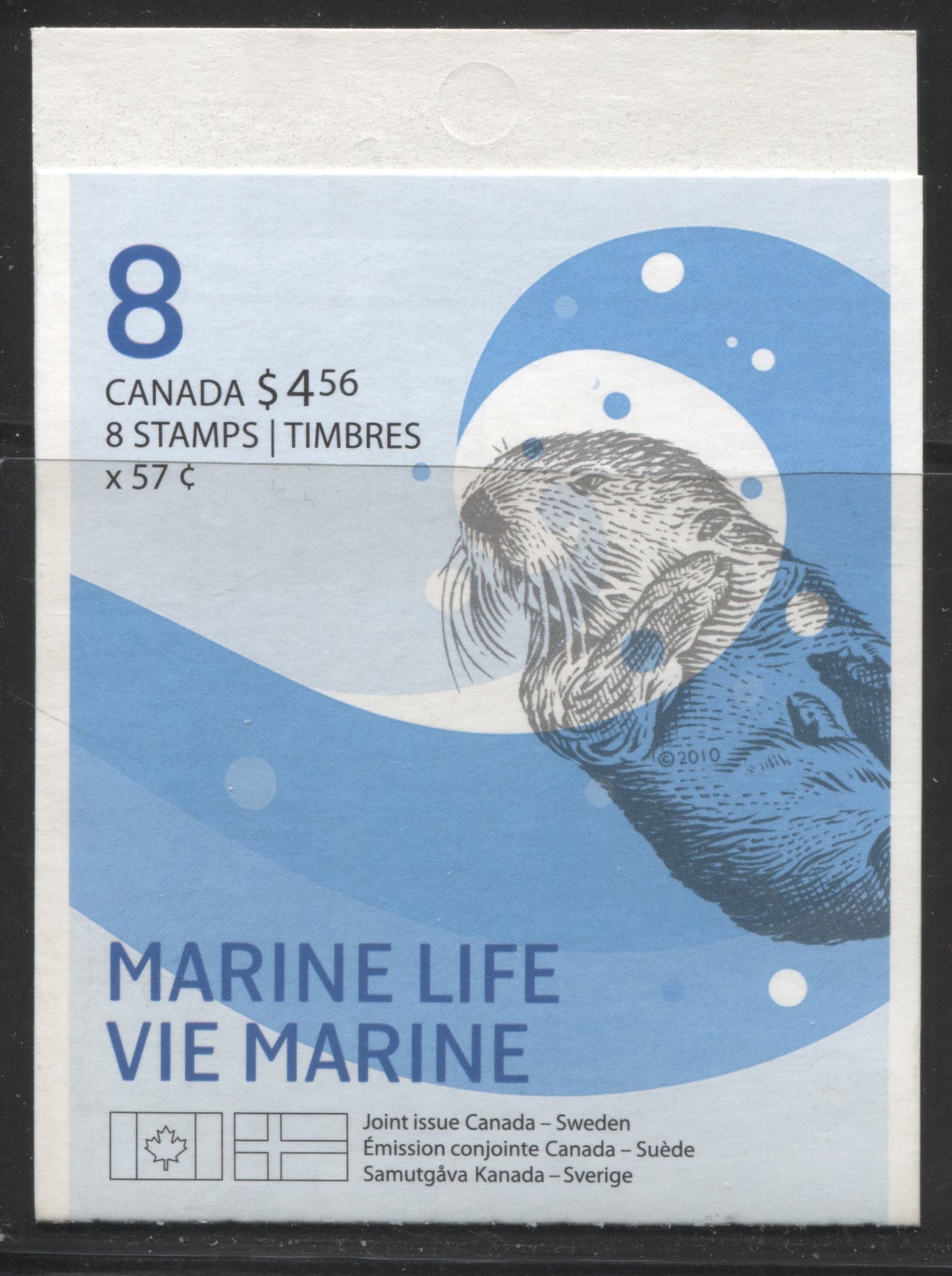 Canada #BK429-c 2010 Marine Life Issue, Complete $4.56 Booklet, Unknown, Dead Paper, 4 mm GT-4 Tagging Brixton Chrome 