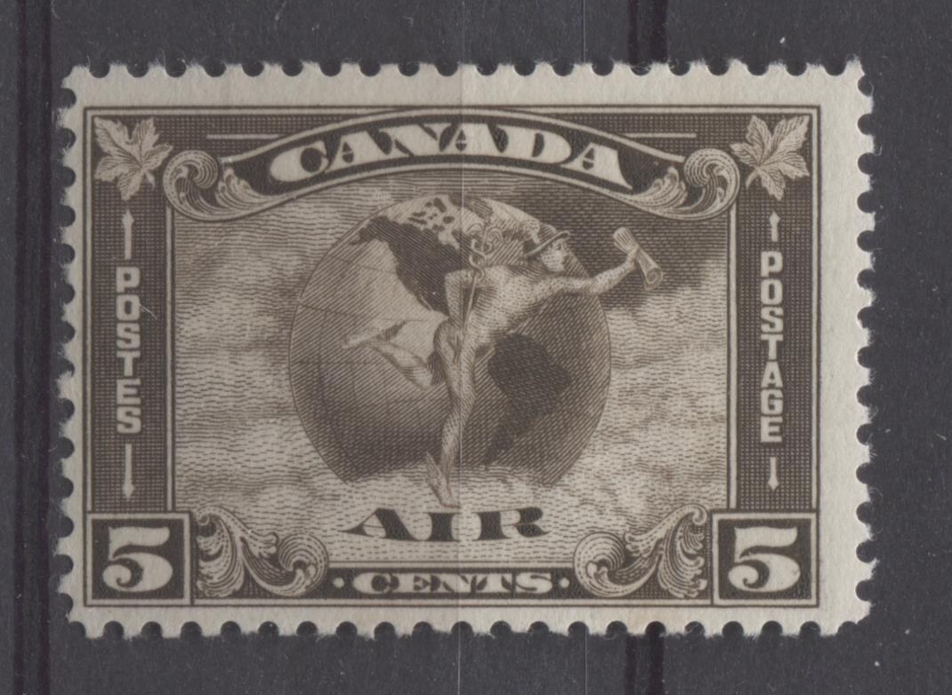 Canada #C2 (SG#310) 5c Agate 1930 Arch Issue Airmail Cream Gum Fine Mesh Paper F-65 LH Brixton Chrome 