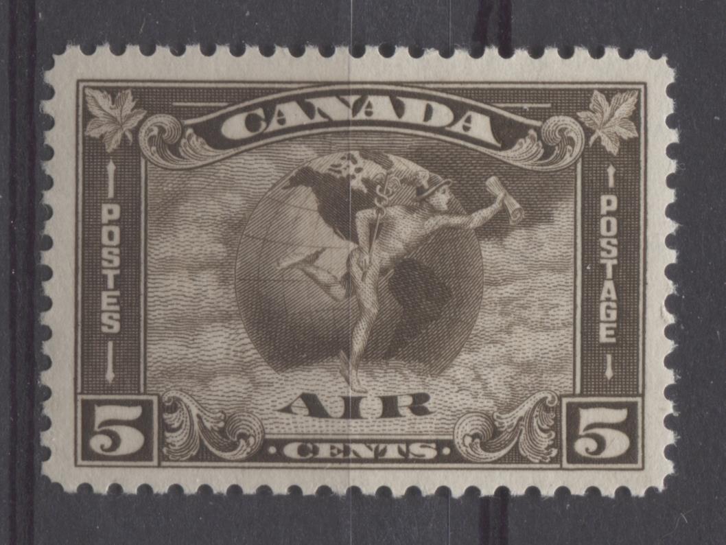 Canada #C2 (SG#310) 5c Agate 1930 Arch Issue Airmail Cream Gum Fine Mesh Paper VF-80 OG Brixton Chrome 
