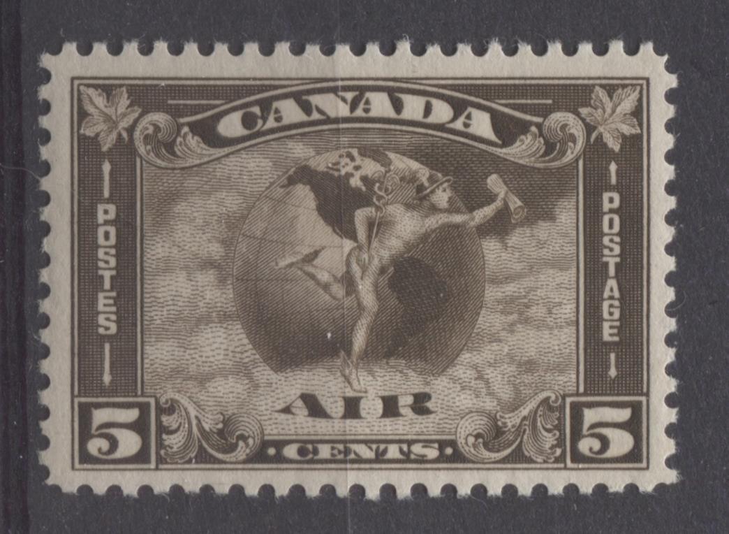 Canada #C2 (SG#310) 5c Deep Sepia 1930 Arch Issue Airmail Cream Gum Fine Mesh Paper VF-75 OG Brixton Chrome 