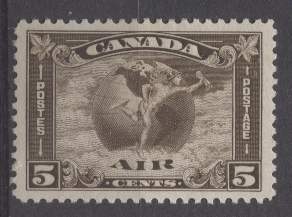 Canada #C2 (SG#310) 5c Sepia 1930 Arch Issue Airmail Cream Gum Fine Mesh Paper XF-94 LH Brixton Chrome 