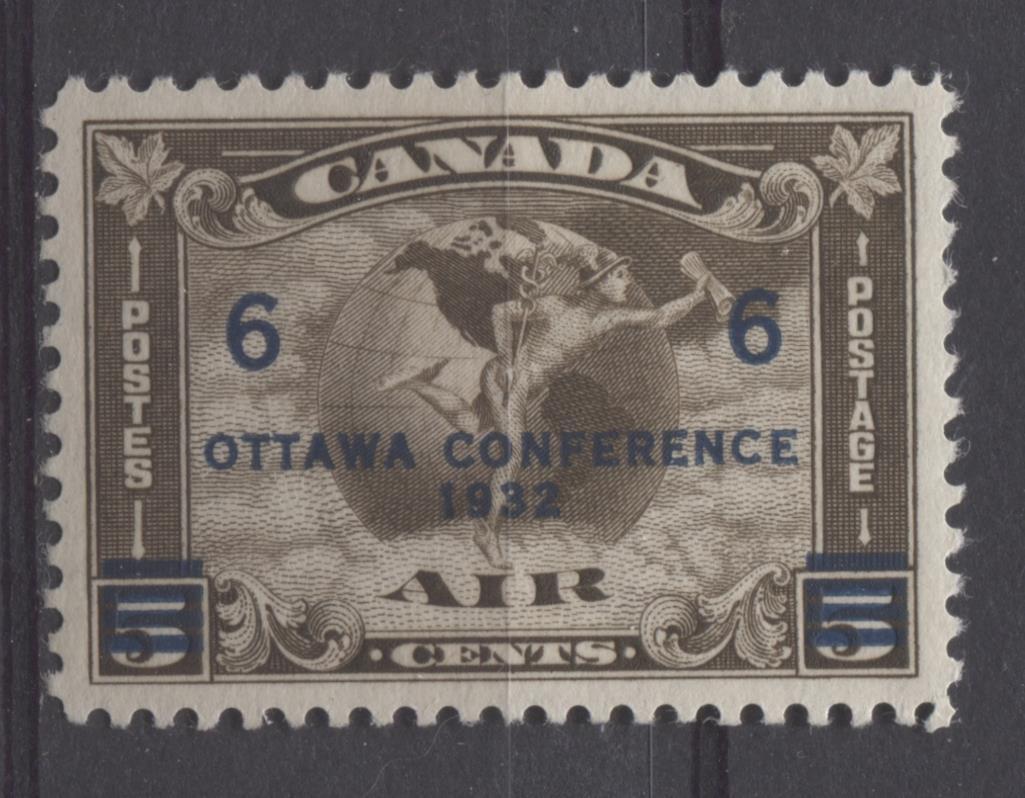 Canada #C4 (SG#318) 6c on 5c Deep Sepia 1932 Ottawa Conference Airmail Cream Gum VF-82 OG Brixton Chrome 