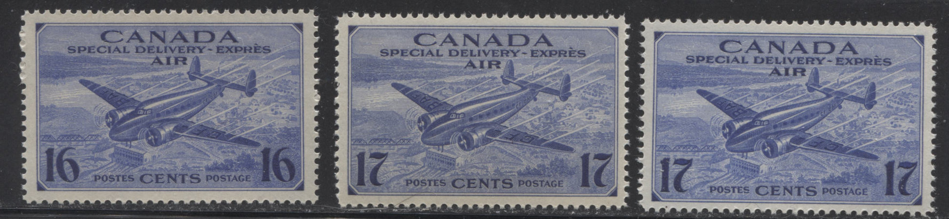 Canada #C7-C8, CE1-CE2, E10 1942-1946 War Effort Issue - Specialized Group of 13 VF NH Airmail and Special Delivery Stamps Brixton Chrome 