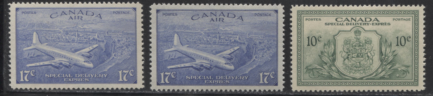 Canada #C9, CE3-4, E11 1946-1950 Peace Issue - Specialized Lot of 15 VF NH Airmail and Special Delivery Stamps Brixton Chrome 