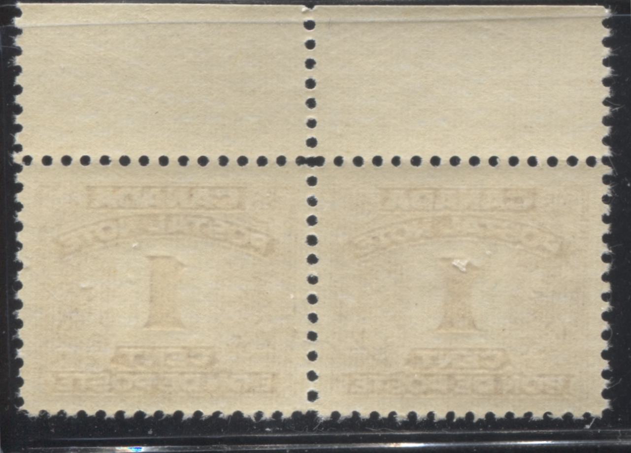Canada #FPS2 1c Red Brown 1932-1948 First Postal Scrip Issue, A Very Fine NH Pair Showing a Plate Crack Between Both Stamps Brixton Chrome 