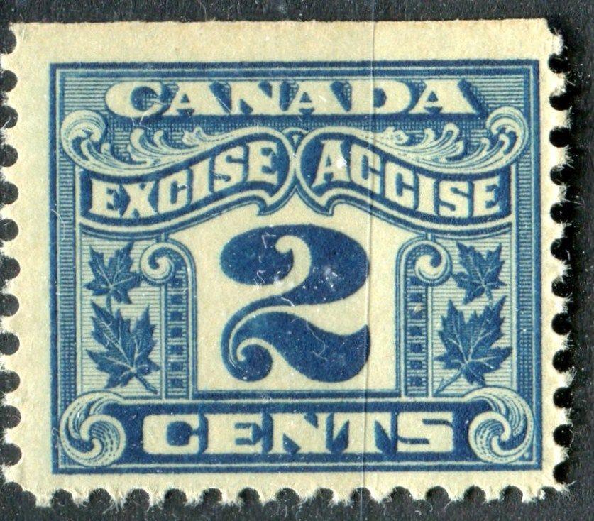 Canada #FX36 2c Blue 1915-1930 Two Leaf Excise Tax F-70 NH Brixton Chrome 