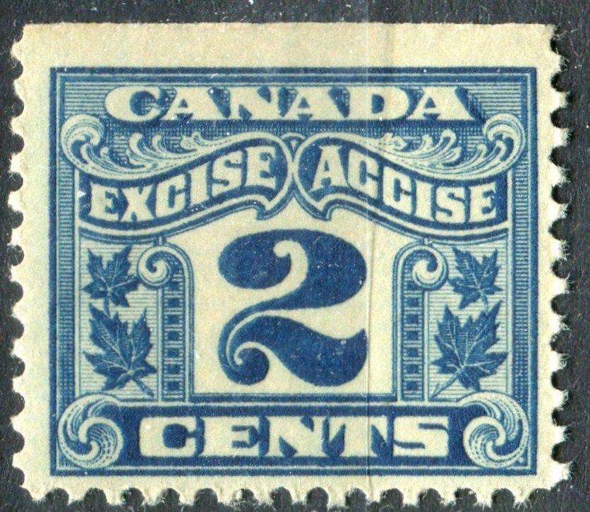 Canada #FX36 2c Blue 1915-1930 Two Leaf Excise Tax F-70 NH Brixton Chrome 