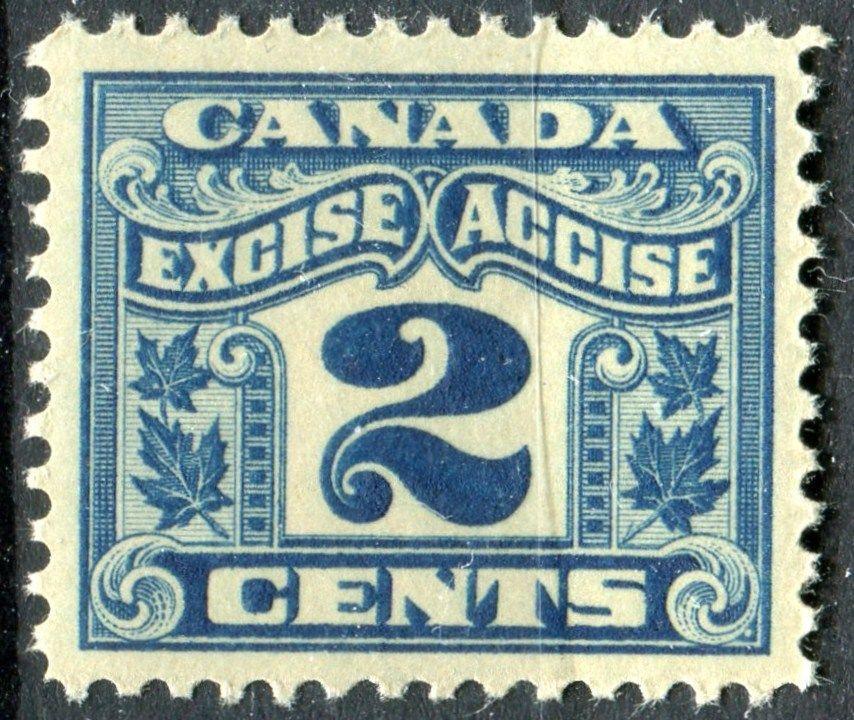 Canada #FX36 2c Blue 1915 Two Leaf Excise Tax VF-80 NH Brixton Chrome 