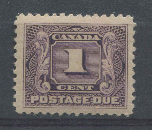 Canada #J1 (SG#D1) 1c Deep Reddish Lilac Postage Due Wet Printing, Fine Mesh Paper VF-75 LH Brixton Chrome 