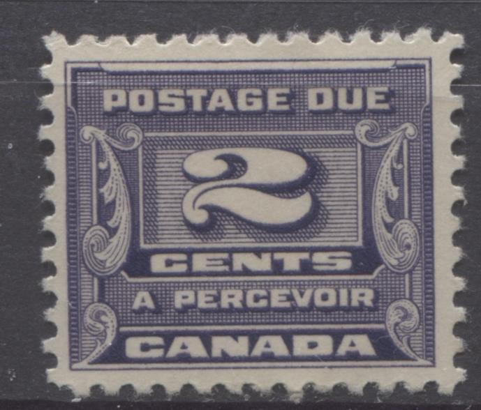 Canada #J12 (SG#D15) 2c Deep Bluish Lilac 1933-34 Third Postage Due Cream Gum VF-80 OG Brixton Chrome 
