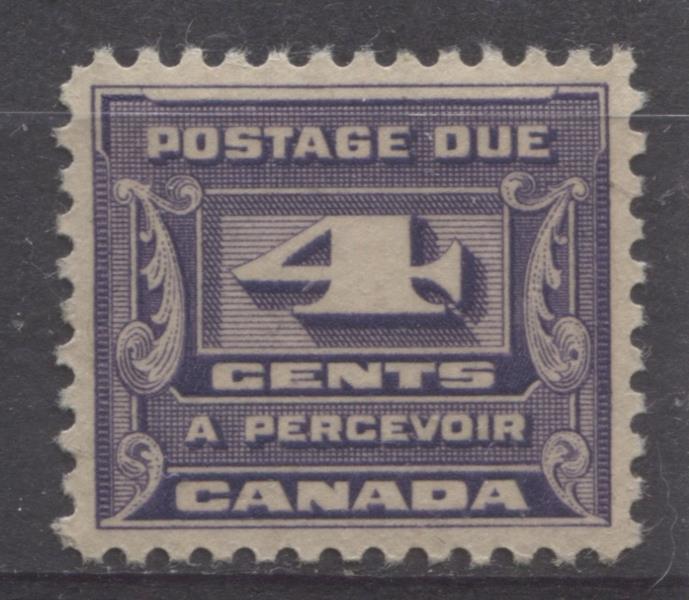 Canada #J13 (SG#D16) 4c Deep Slate Lilac 1933-34 Third Postage Due Brownish Gum VF-84 LH Brixton Chrome 