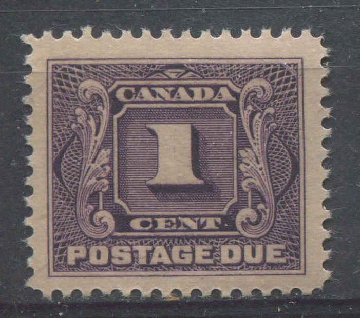 Canada #J1c (SG#D2) 1c Deep Blackish Purple 1906-28 Postage Due Dry Printing VF-75 OG Brixton Chrome 