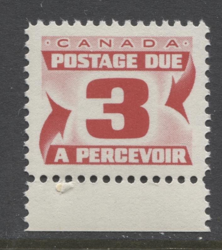 Canada #J23 (SG#D23) 3c Carmine Red 1967 Centennial Postage Due DF Paper VF-80 NH Brixton Chrome 
