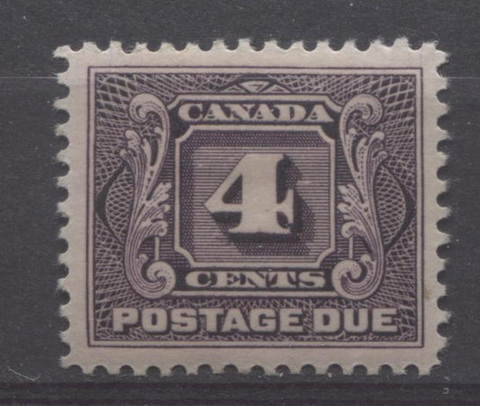 Canada #J3 (SG#D5) 4c Blackish Purple 1906-1928 Postage Due Dry Printing VF-80 OG Brixton Chrome 