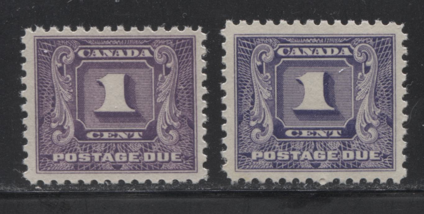 Canada #J6-J6i 1930-1935 Second Postage Due Issue - VF NH Examples of Both Shades of the 1c Violet Brixton Chrome 