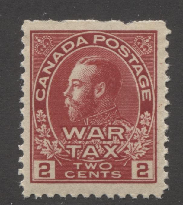 Canada #MR2 (SG#229) 2c Deep Rose Red 1915 Admiral War Tax Issue Fine Mesh Paper VF-75 NH Brixton Chrome 