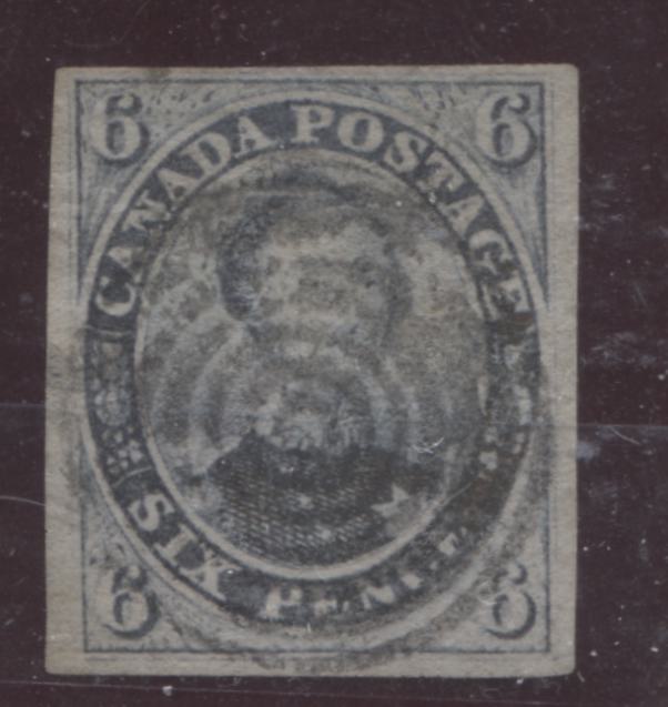 Lot 308 Canada #2 6d Slate Violet Prince Albert, 1851 Pence Issue on Laid Paper