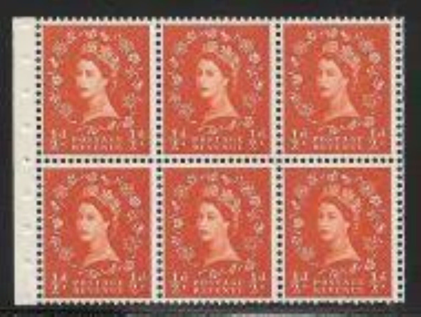 Great Britain SG#M13g 3/- Deep Red & Black Cover 1959 Wilding Graphite Issue, A Complete Counter Booklet With Inverted Multiple St. Edward's Crown Watermark, Panes of 6, Type B GPO Cypher, August 1959