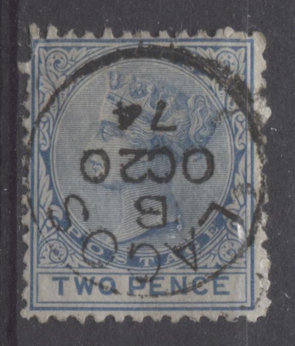 Lagos SG#2 2d Deep Blue & Deep Prussian Blue 2nd Printing Crown CC Watermark Perf. 12.5 F-65 Used Brixton Chrome 