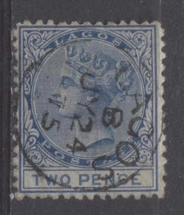 Lagos SG#2 2d Deep Blue & Prussian Blue 4th Printing Crown CC Watermark Perf.12.5 VF-80 Used Brixton Chrome 