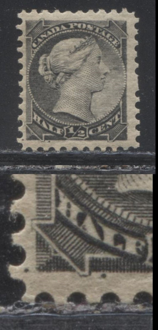 Lot 132 Canada #34i 1/2c Gray Black Queen Victoria, 1882-1897 Small Queen Issue, A Fine NH Single On Horizontal Wove Paper From The Late Montreal Printing, Perf 12 x 12.1, Balloon Flaw