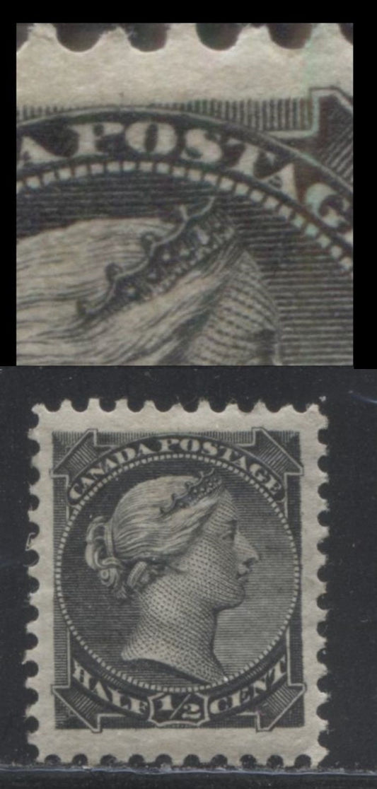 Lot 134 Canada #34i 1/2c Gray Black Queen Victoria, 1882-1897 Small Queen Issue, A VFOG Single On Horizontal Wove Paper From The Montreal Printing, Perf 12, Re-Entry Of S In Postage
