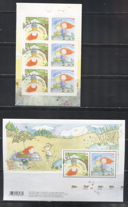 Lot 100 Canada #2652-2654a 2013 Stella Issue, A VFNH Souvenir Sheet and Booklet Pane of 6 on LF TRC Paper