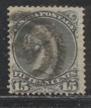 Lot 100 Canada #30i 15c Deep Slate Queen Victoria, 1868-1897 Large Queen Issue, A VG Used Example 2nd Ottawa, 12.1, Horizontal Wove