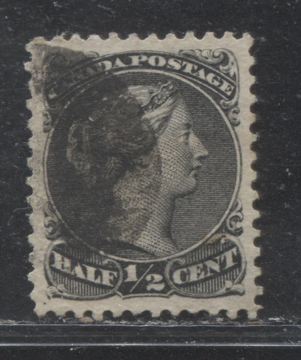 Lot 1 Canada #21 1/2c Black Queen Victoria, 1868-1897 Large Queen Issue, A Fine Used Single On Duckworth Paper #4, Perf 12 x 12.1