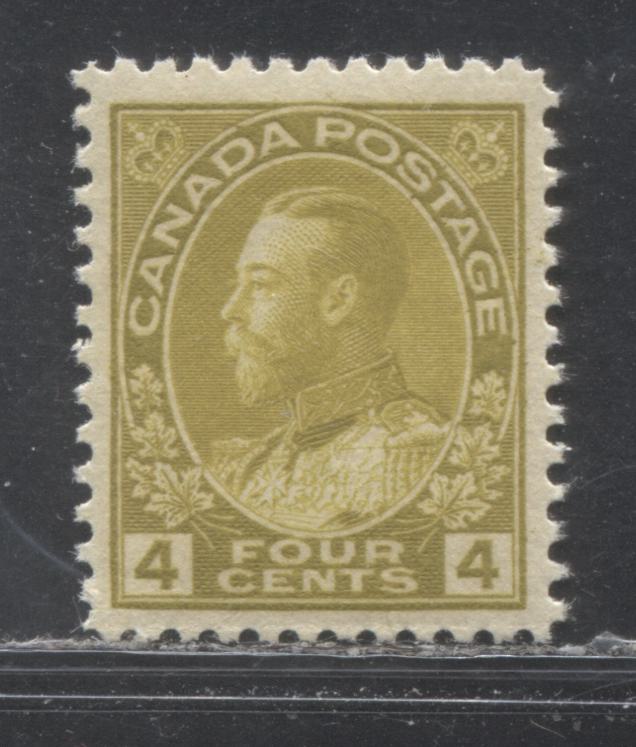 Lot 1 Canada #110 4c Bright Olive Bistre (Olive Bistre) King George V, 1911-1928 Admiral Issue, A VFNH Single With A Retouched Frameline And A Spur Above Postage, Wet Printing