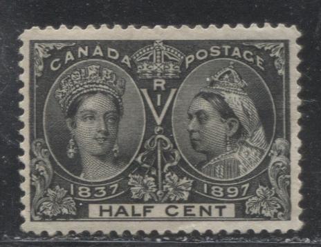 Lot 1 Canada #50 1/2c Black Queen Victoria, 1897 Diamond Jubilee, A Fine OG Example
