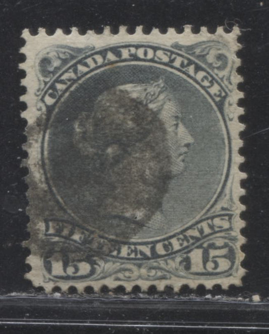 Lot 186 Canada #30i 15c Slatey Blue (Slate) Queen Victoria, 1868-1897 Large Queen Issue, A Fine Used Single On Horizontal Wove Paper From The Earlier Montreal Printing, Perf 12.1 x 12