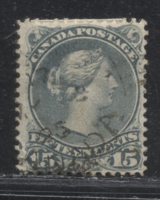 Lot 104 Canada #30i 15c Slate Blue (Slate) Queen Victoria, 1868-1897 Large Queen Issue, A Very Good Used Single, Perf 12.1 x 12.2, Vertical Wove Paper