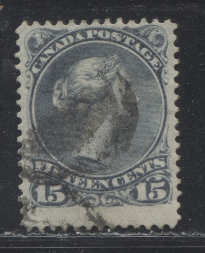 Lot 106 Canada #30i 15c Bluish Slate (Slate) Queen Victoria, 1868-1897 Large Queen Issue, A Fine Used Single On Vertical Wove Paper From The Second Ottawa Printing, Perf 12.1 x 12