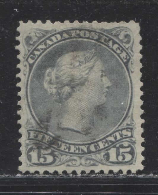 Lot 107 Canada #30i 15c Pale Bluish Slate (Slate) Queen Victoria, 1868-1897 Large Queen Issue, A Fine Used Single On Vertical Wove Paper From The Second Ottawa Printing, Perf 12.1